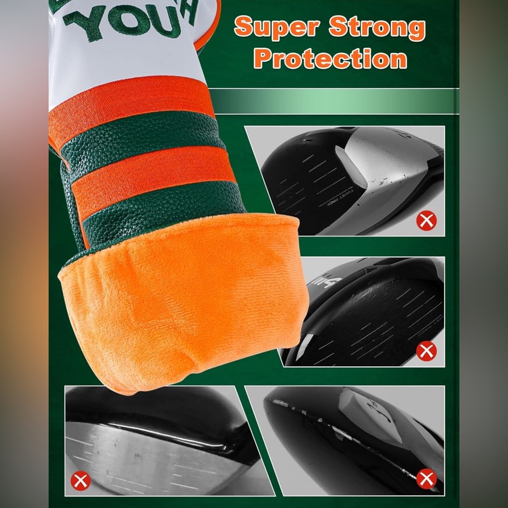 Golf Club Cover “May The Course Be With You” Premium Leather  Big Teeth New - Picture 6 of 9